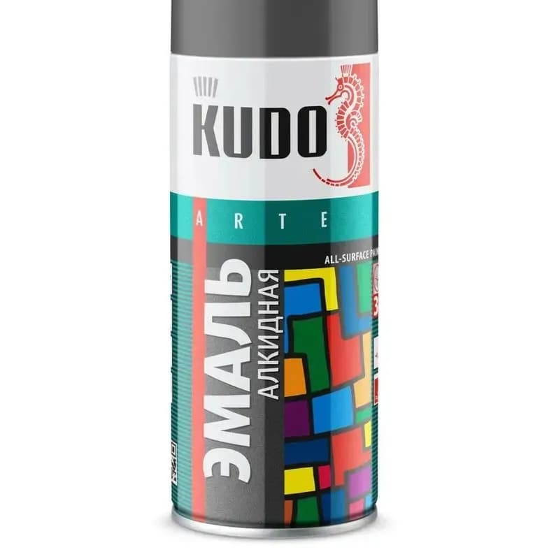 Kudo KU-1016 эмаль универсальная тёмно-серая, аэрозоль, 520мл/ 12