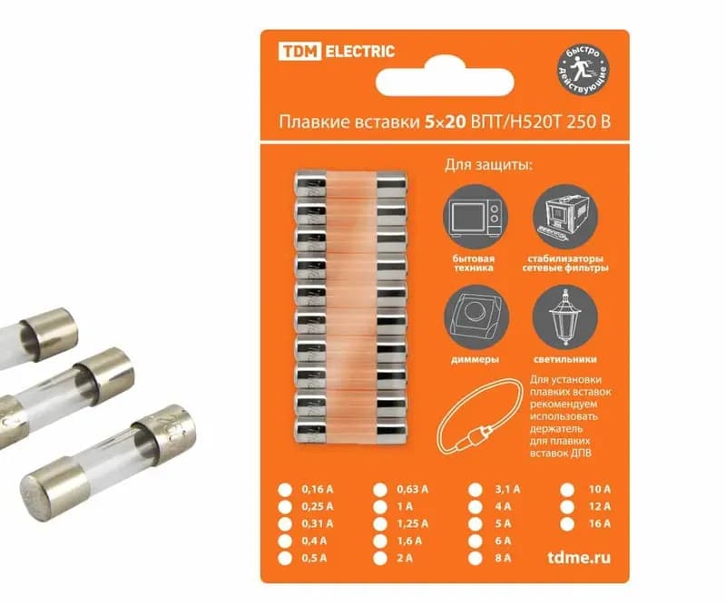 Плавкая вставка ВПБ6-12 4А 250В TDM
