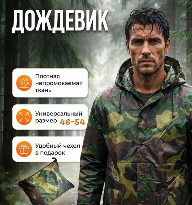 Дождевик плащ с брюками военный