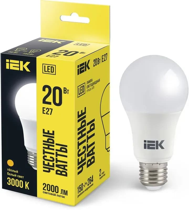 Лампа светодиодная LED-A60 20 Вт 230 В E27 3000К 1600 Лм In Home