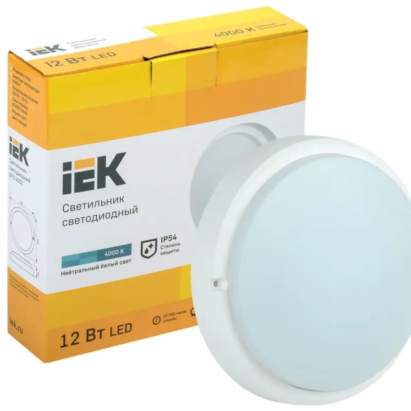 Светильник LED DPO 4002 12Вт IP54 4000K круг белый IEK