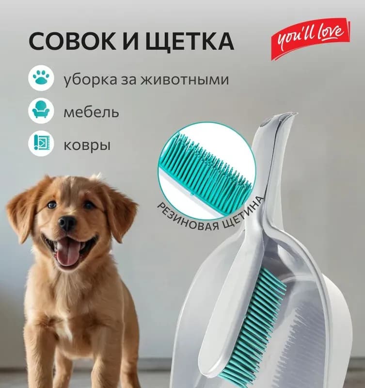 Совок + щётка смётка с резинкой
