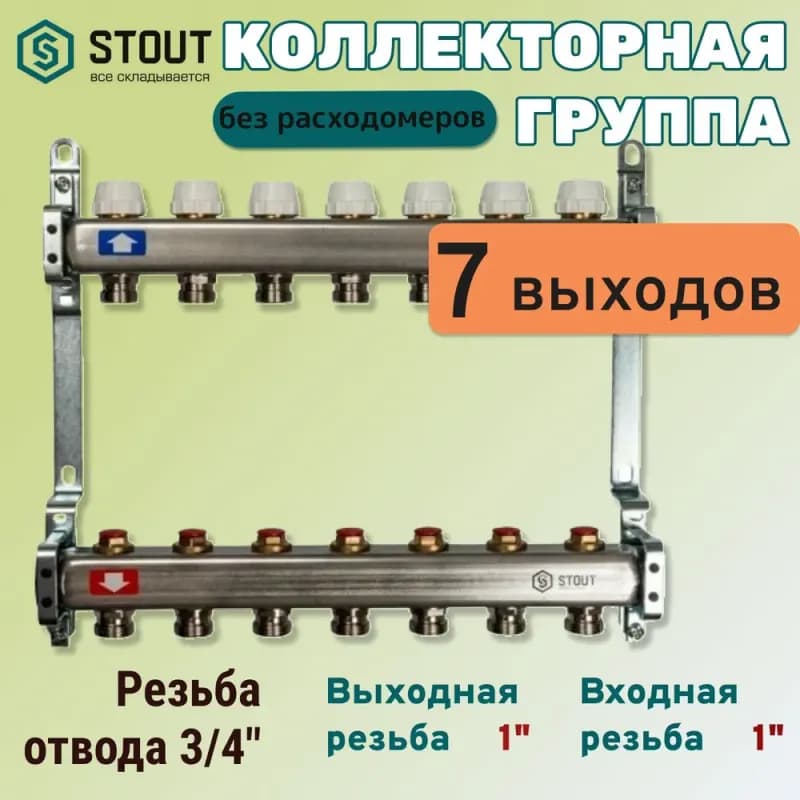 СТОУТ коллектор без расходомера 8 выходов