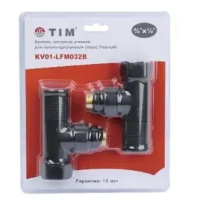 Вентиль угловой для полотенцесушителя,( круглый ) 1"г* 1/2"г ,черный