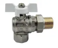 Кран шаровой STANDARD 1/2 г/ш усил. угл. с америк.(бабочка белая) НИКЕЛЬ TIM (72/18)