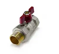 Кран шаровой STANDARD 3/4" с американкой (бабочка красная) никель TIM (24/8)