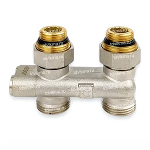 Узел прямой перекрёстный НВ: запорные вентили 1/2"*3/4"Е