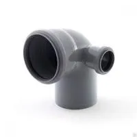 Отвод Ø110×90° с выходом 50 (правый) (серый) ПОЛИТЭК (40/1)