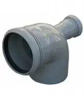 Отвод Ø110×90° с выходом 50 (фронт. = тыл) (серый) ПОЛИТЭК (35/1)