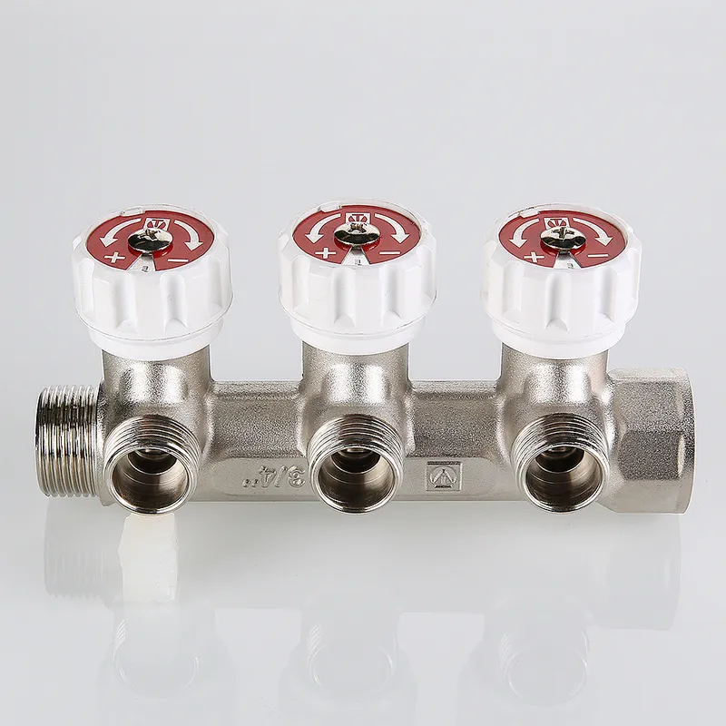 Коллектор с регул. вентилями, VALTEC 3/4"х1/2"нар. - 2 вых.