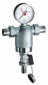 FAR Фильтр 1/2" НР-НР, с манометром, 100мкм, Max: 95 °C, 25 бар
