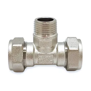 Тройник никелированный 15х1/2" н 60/10