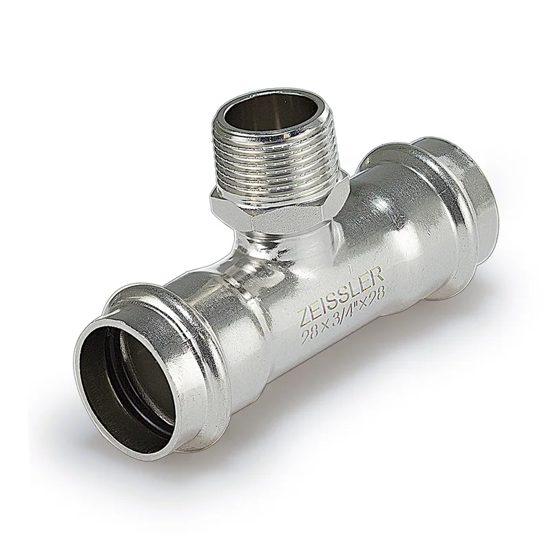Пресс-тройник 18mm*3/4 с наружной резьбой, из нержавеющей стали 60/5