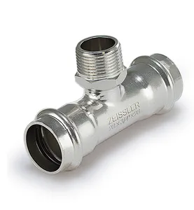 Пресс-тройник 22mm*3/4 с наружной резьбой из нержавеющей стали ZEISSLER 50/5