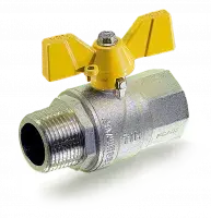Кран шаровой 3/4" г/ш для газа (бабочка) усиленный, никель TIM (60/15/1)