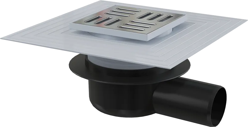 AlcaPlast Душевой трап APV 26C 10x10, в пол, с сухим затвором, хром, с сифоном