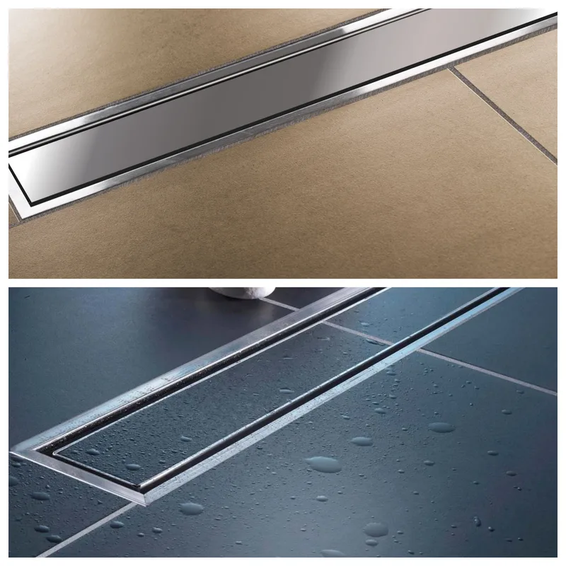 Трап с двухсторонней решеткой Evolux Glass 500*70