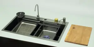 Мойка многофункциональная, без смес. НЕРЖ (75х46мм,ГРАФИТ) GANZER