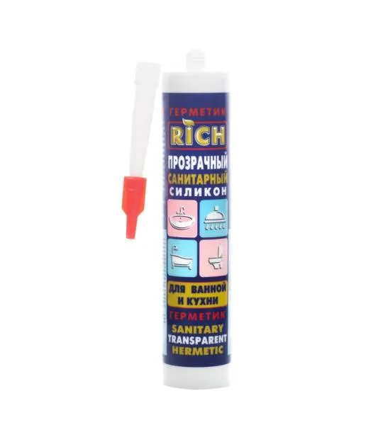 Силиконовый САНИТАРНЫЙ, ПРОЗРАЧНЫЙ герметик 280ml RiCH (24/1шт)