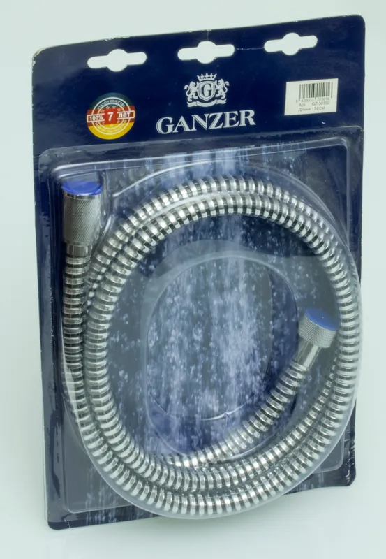 30175 Шланг для душа 175см. GANZER хром-черный (50/1шт) Л/К