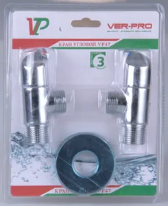Кран угловой 1/2 х 1/2 ХРОМ (КРУГ.) ViEiR (60/1пар