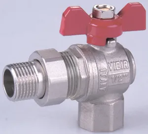 Кран угловой с американкой 1" (баб. крас.) ViEiR (48/8шт)
