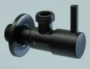 Кран угловой с отр. 1/2 х 1/2 нерж,черный (КРУГ.) ViEiR (100/1шт)