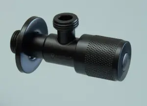 Кран угловой с отр. 1/2 х 1/2 нерж,черный (КРУГ.) ViEiR (100/1шт).