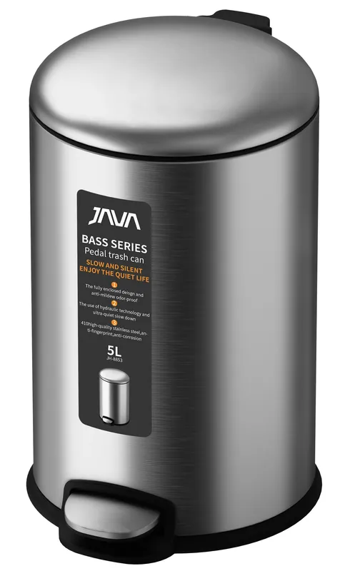 Ведро для мусора с МИКРОЛИФТОМ (круг. САТИН) 5л. JAVA