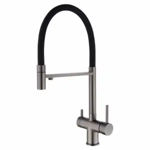 15039G-X Смес. для кухни с гиб шланг и под филт (САТИН+СЕРЫЙ) ViEiR (8/1шт)