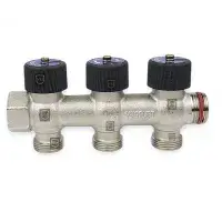 Распределительный коллектор никелированный 3/4"*3/4" с плавной регулировкой на 3 отвода (ZEISSLER) (15/1)