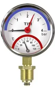 Термоманометр (верт.) 10 бар 120 С" "TIM"