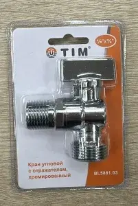 Кран угловой с отражателем,хромированный 3/4 "TIM" 1/50