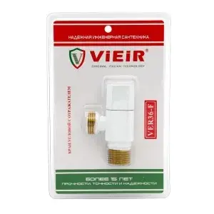 Кран угловой с отражателем1/2"x1/2" БЕЛЫЙ"ViEiR" (120/1)