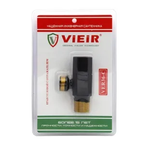 Кран угловой с отражателем1/2"x1/2" ЧЕРНЫЙ"ViEiR" (120/1)