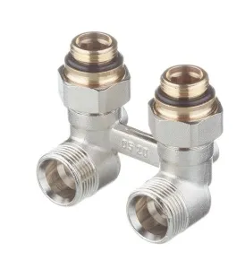 Блок шаровых кранов с ниппелем Угловой G1/2 x G3/4