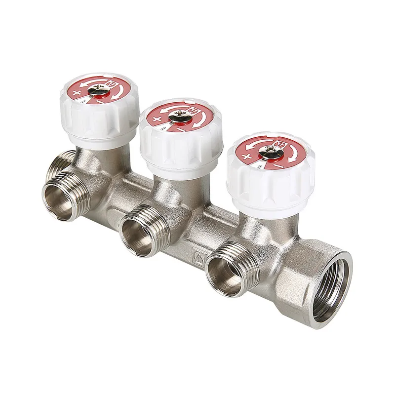 Коллектор с регул. вентилями, VALTEC 3/4"х1/2"нар. - 3 вых.