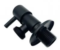 Кран угловой с отражателем черный 1/2" × 3/4" для подкл. приборов TIM (80/1)