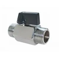 Кран мини 1/2" ш/ш / черные ручки / никел. TIM (120/10)