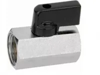 Кран мини 1/2" г/г / черные ручки / никел. TIM (120/10)