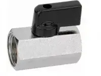 Кран мини 1/2" г/г / черные ручки / никел. TIM (120/10)