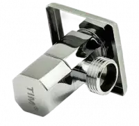 Кран угловой 1/2" × 3/4" с отражателем хром (квадратный) TIM (50/1)