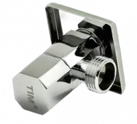 Кран угловой 1/2" × 1/2" с отражателем хром (квадратный) TIM (50/1)